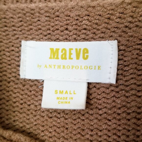 Maeve Anthropologie Crystal Longline Tunic Sweater S Camel Brown Mock Neck $118 - Picture 7 of 15